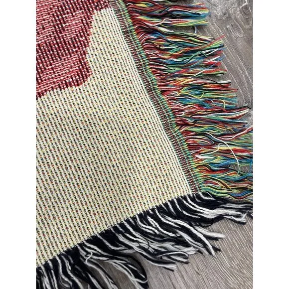 Vintage Live Laugh Love Colorful Floral Tapestry Throw Blanket 50 X 52 - Picture 8 of 12